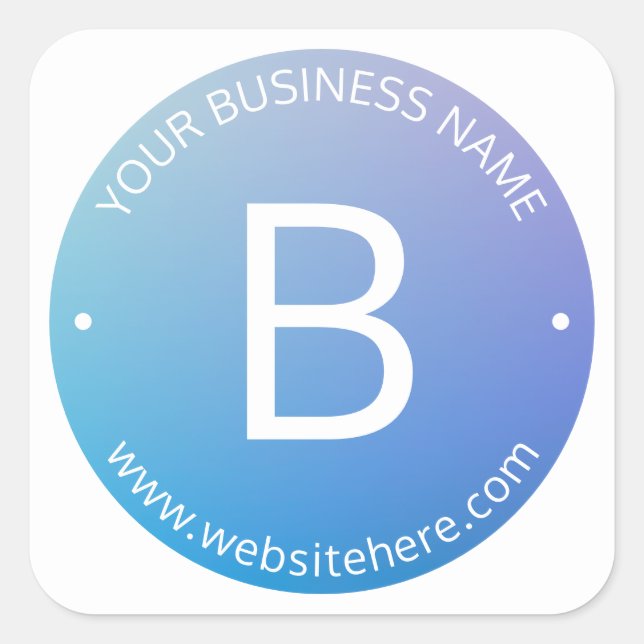 Blue & Purple Fading Ombre with Editable Text Square Sticker (Front)