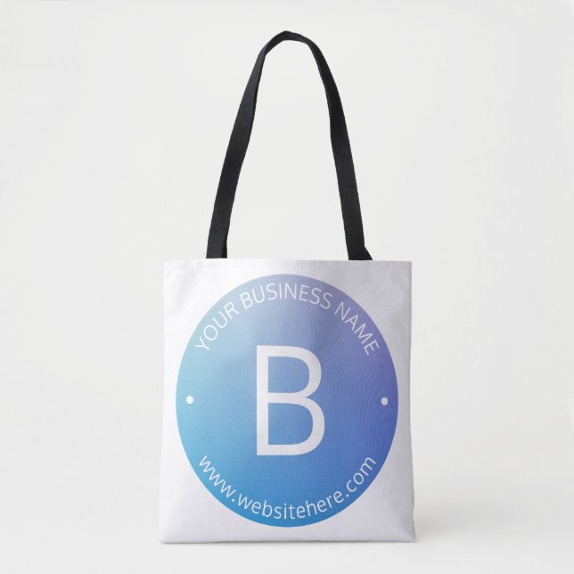 Blue & Purple Fading Ombre with Editable Text Tote Bag (Front)