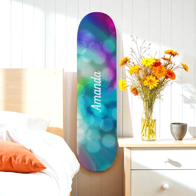 Blue Purple Fantasy Sparkles Skateboard (Creator Uploaded)