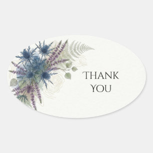 Blue Purple Fern Thank You Sticker