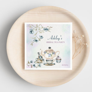 Blue purple floral bridal shower tea party  napkin