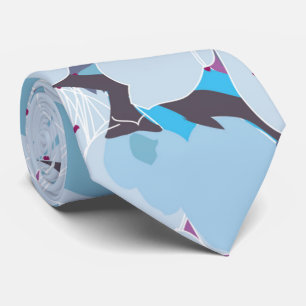 blue purple floral flower sakura neck ties