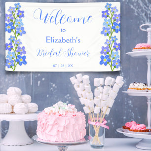 Blue Purple Floral Forget-Me-Nots Bridal Shower Banner
