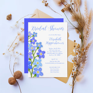 Blue Purple Floral Forget-Me-Nots Bridal Shower Invitation