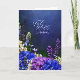Blue & Purple Floral Garden Get Well Soon Card