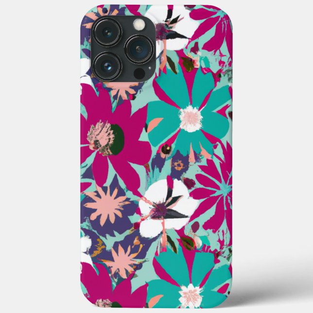 Blue & Purple Floral Pattern Case-Mate iPhone Case (Back)
