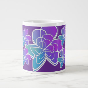 Blue Purple Floral Purple Gift Large Coffee Mug