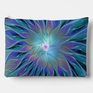 Blue Purple Flower Dream Abstract Fractal Art Accessory Pouch