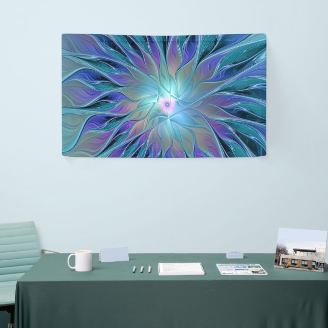 Blue Purple Flower Dream Abstract Fractal Art Banner (Tradeshow)