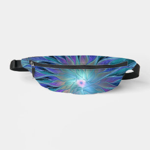 Blue Purple Flower Dream Abstract Fractal Art Bum Bags