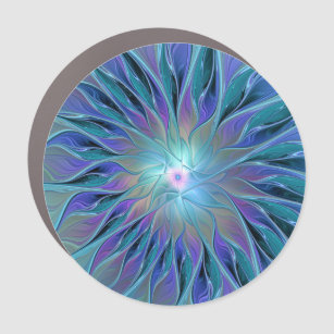 Blue Purple Flower Dream Abstract Fractal Art Car Magnet