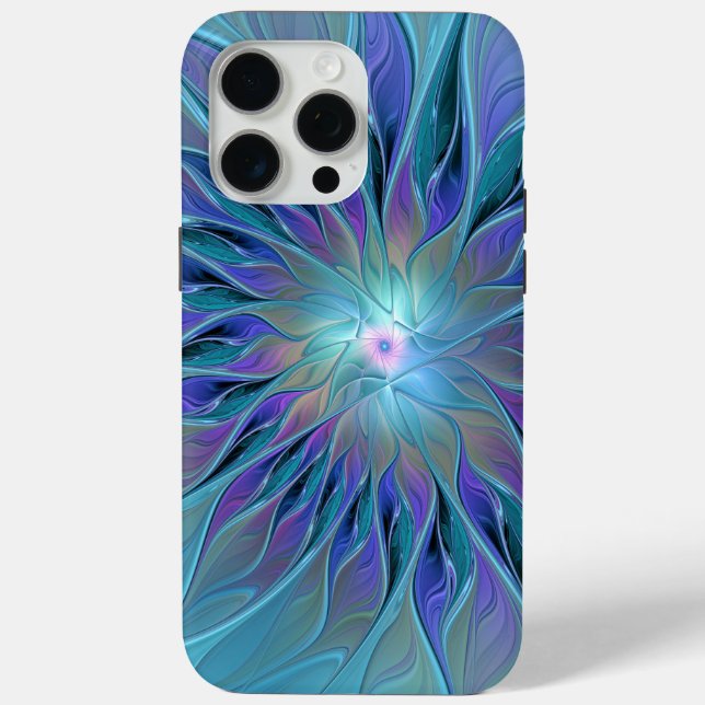 Blue Purple Flower Dream Abstract Fractal Art Case-Mate iPhone Case (Back)