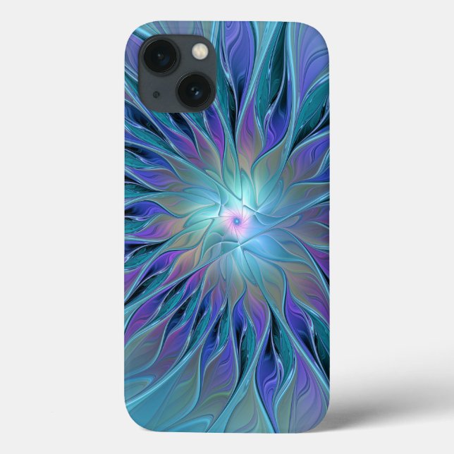 Blue Purple Flower Dream Abstract Fractal Art Case-Mate iPhone Case (Back)