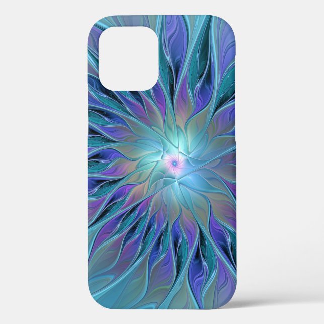 Blue Purple Flower Dream Abstract Fractal Art Case-Mate iPhone Case (Back)