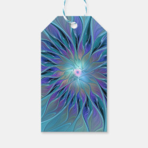 Blue Purple Flower Dream Abstract Fractal Art Gift Tags