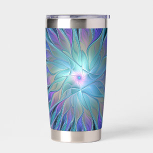 Blue Purple Flower Dream Abstract Fractal Art Insulated Tumbler