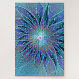 Blue Purple Flower Dream Abstract Fractal Art Jigsaw Puzzle