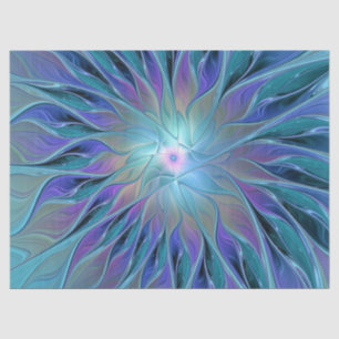 Blue Purple Flower Dream Abstract Fractal Art Tissue Paper