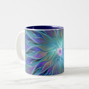 Blue Purple Flower Dream Abstract Fractal Art Two-Tone Coffee Mug