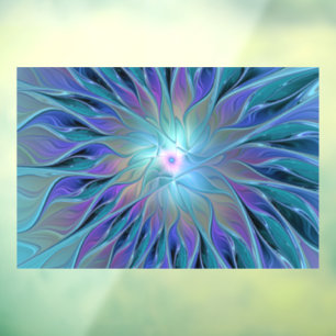 Blue Purple Flower Dream Abstract Fractal Art Window Cling
