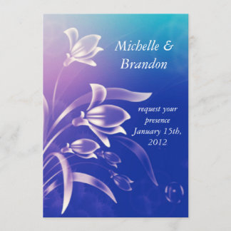 Blue Purple Flower wedding invitation