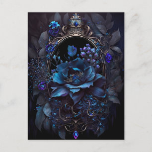 Blue & Purple Flowers and Jewels Gothic Victorian Postcard