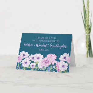 Blue Purple Flowers Granddaughter Birthday Card