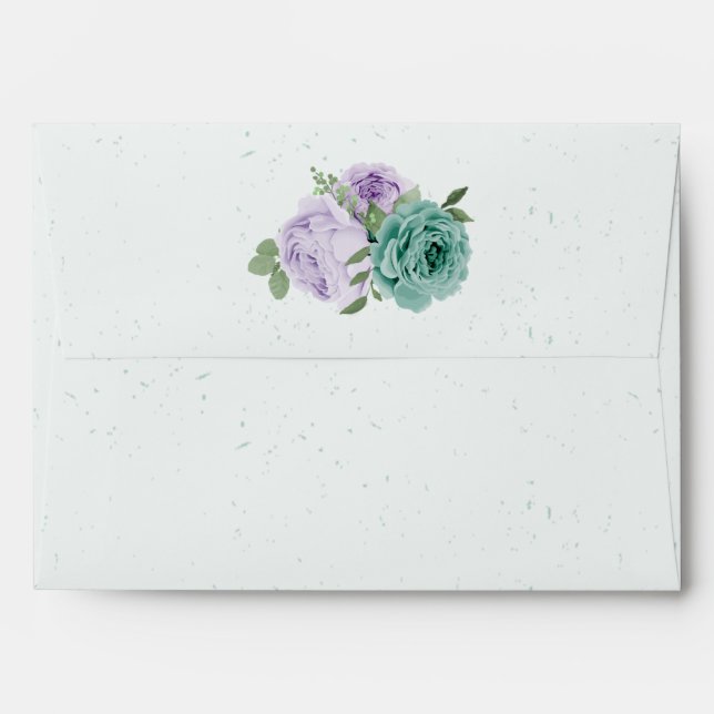 blue purple flowers greenery botanical wedding env envelope (Back (Top Flap))