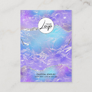 Blue & Purple Foil Logo Necklace Bracelet Display Business Card
