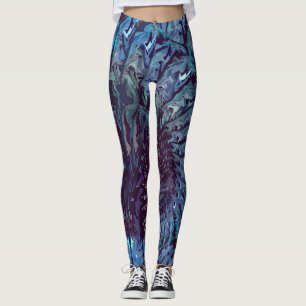 Blue Purple Fractal Art Leggings