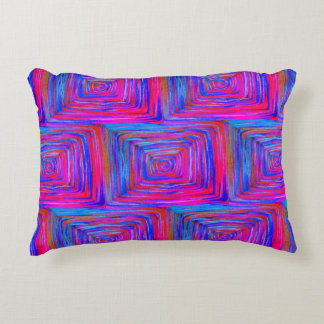 Blue Purple Fuchsia Square Pattern Boho Decorative Cushion