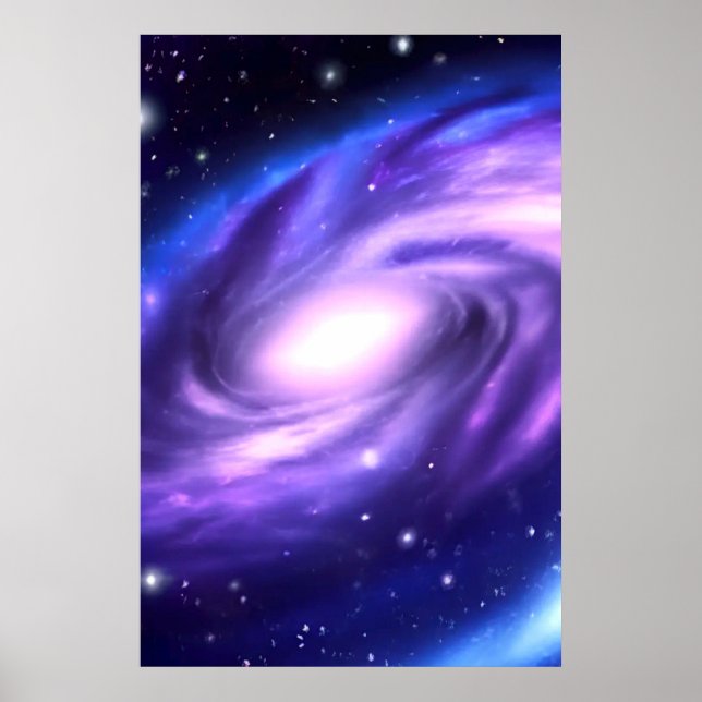 Blue Purple Galaxy Acrylic Paint Style Poster  (Front)