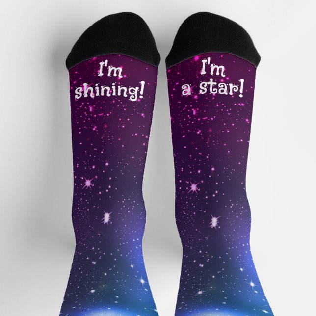 Blue & Purple Galaxy Festive Holiday Cheers Socks (Top)