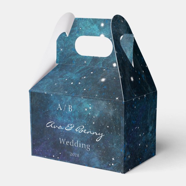 Blue Purple Galaxy Wedding Favour Box (Front Side)
