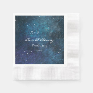 Blue Purple Galaxy Wedding Napkin