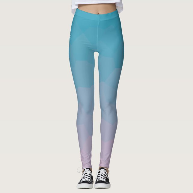 Blue & Purple Geometric Gradient Women’s Leggings (Front)