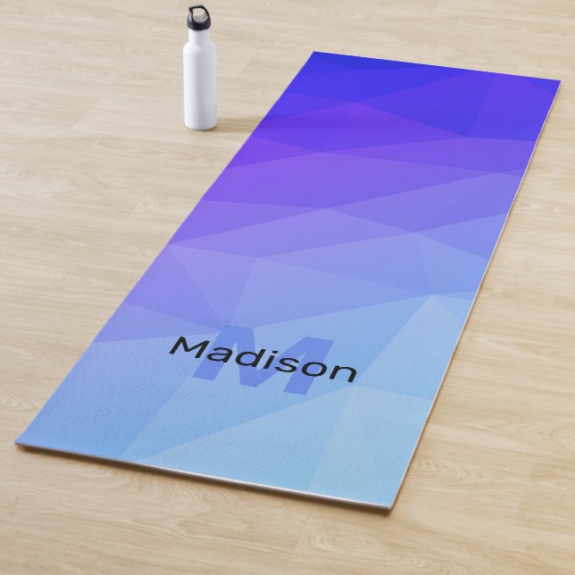 Blue purple geometric mesh ombre pattern Monogram Yoga Mat (In Situ)