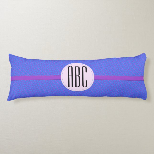 Blue Purple Geometric Personalised Monogram Body Cushion (Front)