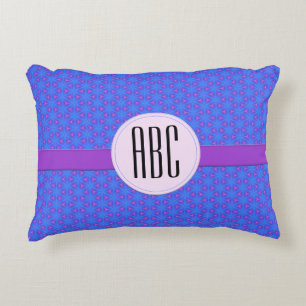Blue Purple Geometric Personalised Monogram Decorative Cushion