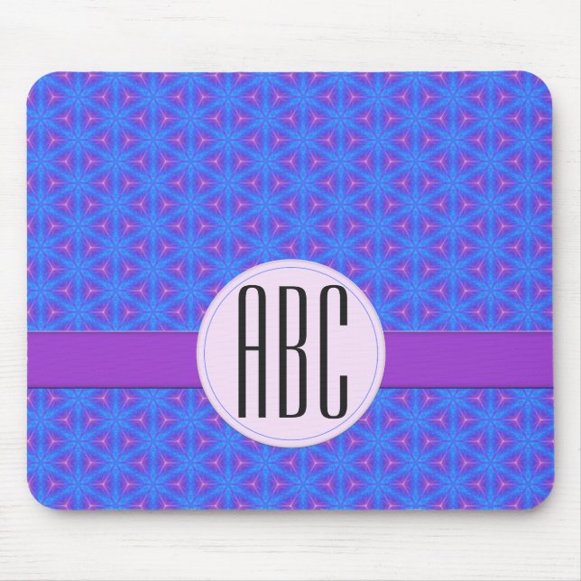 Blue Purple Geometric Personalised Monogram Mouse Mat (Front)