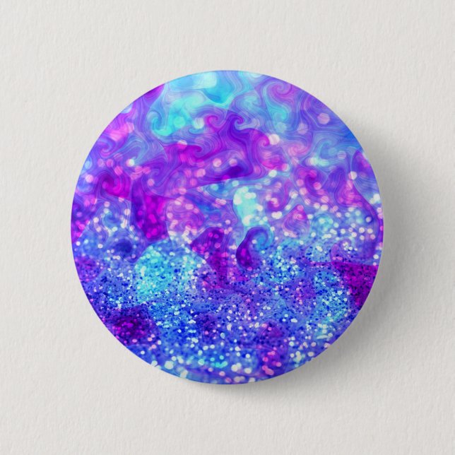 Blue Purple Glitter Abstract 6 Cm Round Badge (Front)