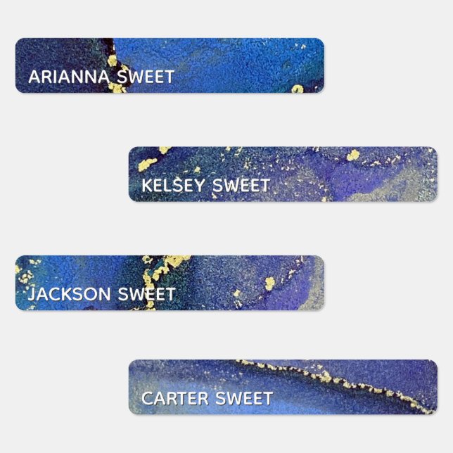 Blue Purple & Gold Abstract Alcohol Ink Waterproof (Group)