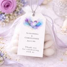Blue Purple Gold Abstract Heart Wedding 