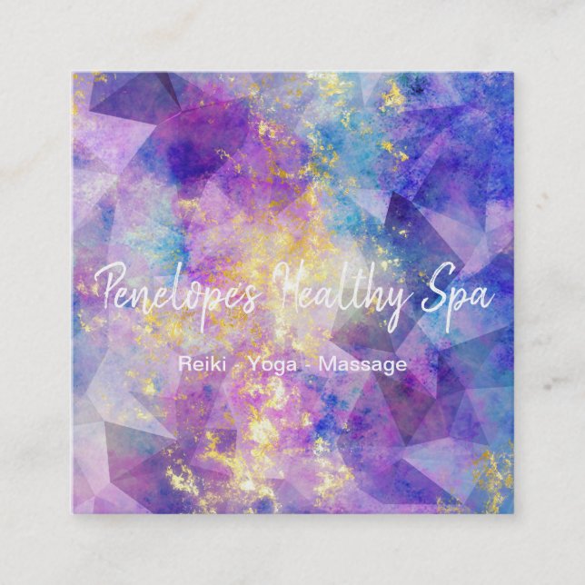 Blue Purple Gold Abstract  Square Business Card (Front)