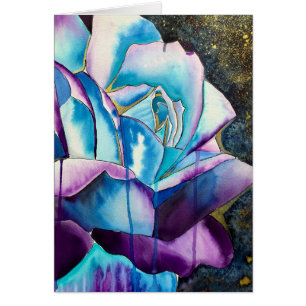 Blue purple gothic watercolor rose art
