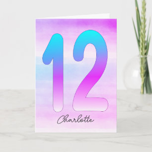 Blue Purple Gradient 12th Birthday Card