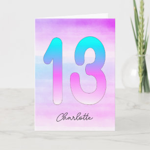 Blue Purple Gradient 13th Birthday Card