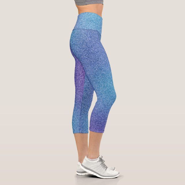 Blue-Purple Gradient Glitters Capri Leggings (Right)