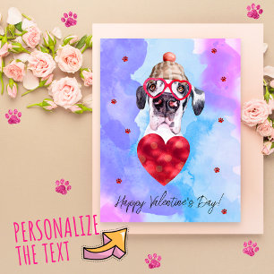 Blue Purple Great Dane Valentine's Day Gift Dog Holiday Postcard