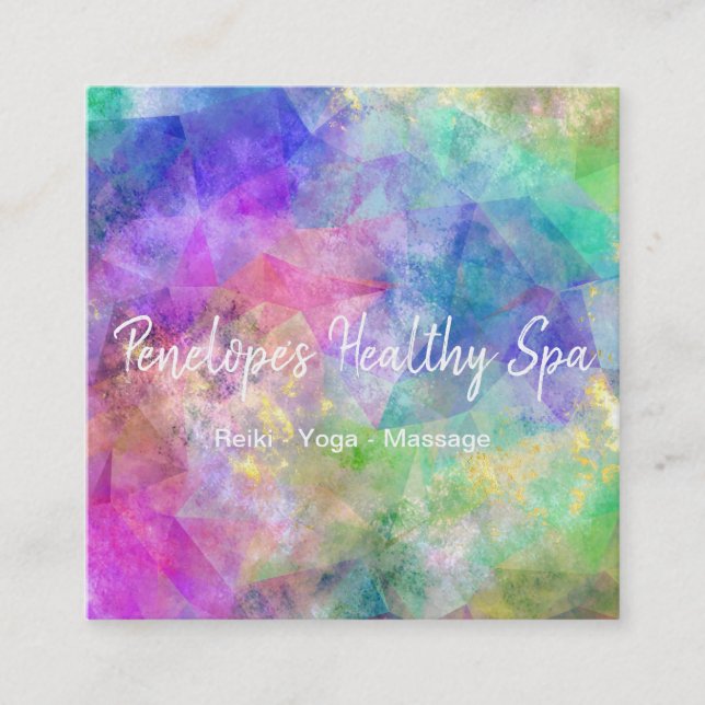 Blue Purple Green Abstract  Square Business Card (Front)